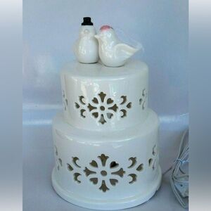 White Ceramic Bird Decor Lamp wedding